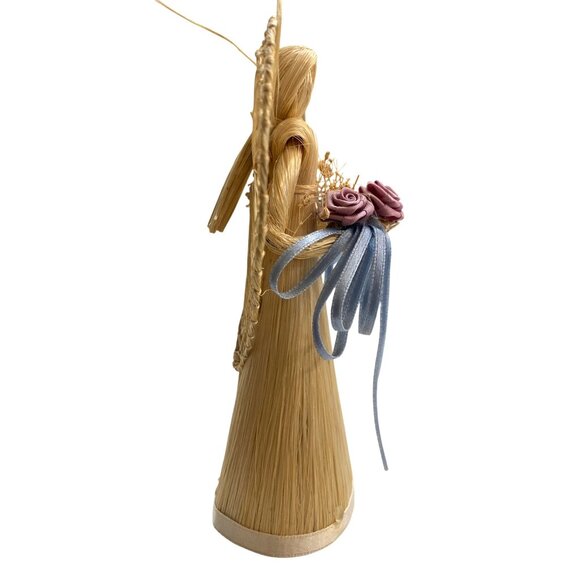Handcrafted Straw Angel With Floral Accents - Picture 4 of 7